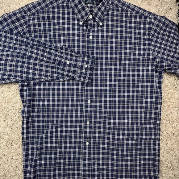 Ralph Lauren Moore Long Sleeve Button Up Shirt Size Large Plaid Blue White - Picture 2 of 9